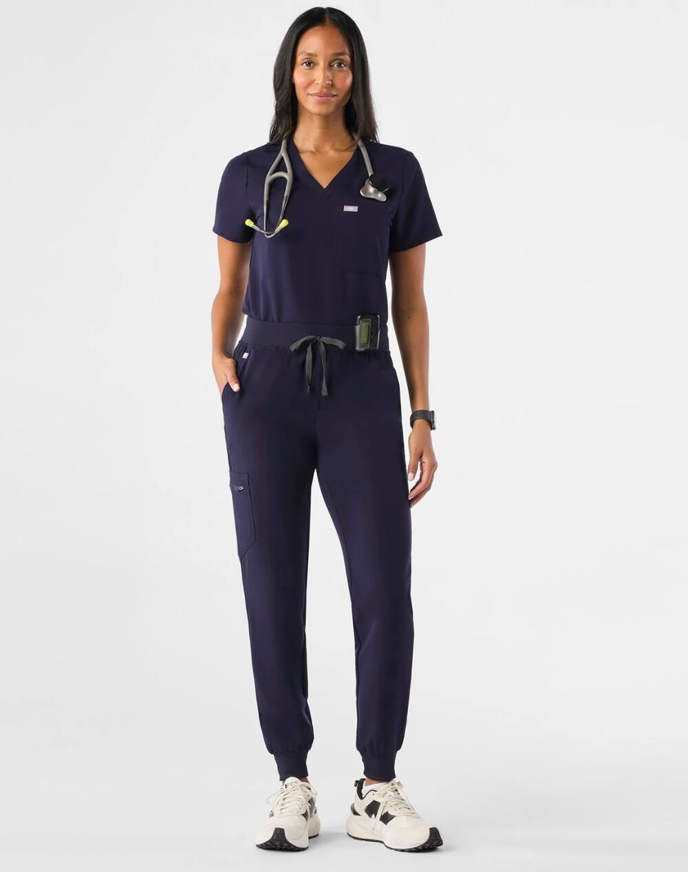 Figs Technical Scrubs Set Caterina Top  (M) and Yola Pant (L) Navy